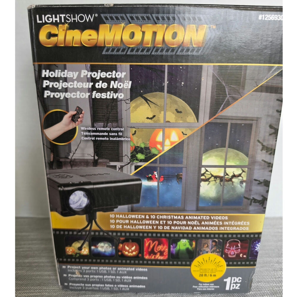 Holiday Lightshow CineMotion Projector Indoor LED Halloween and Christmas Window